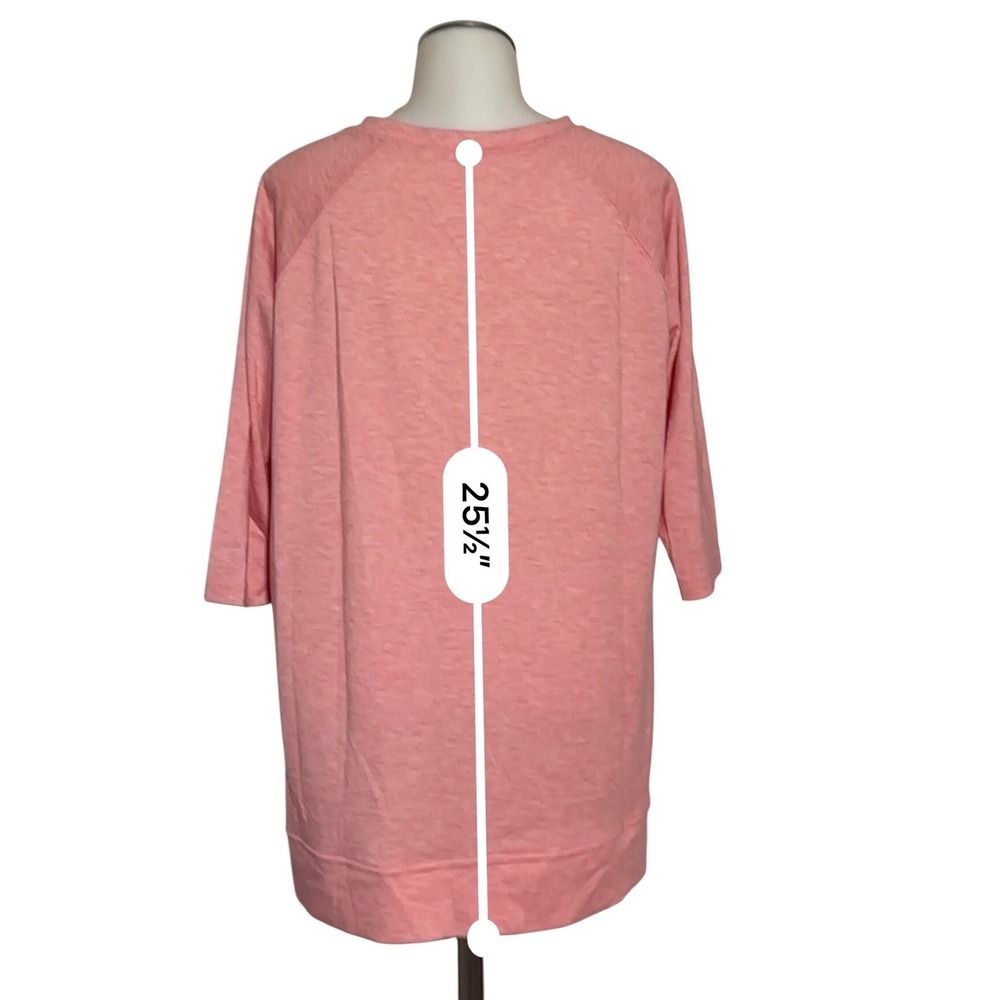 JomeDesign Tunic Top Womens Size L Pink New NWT 3/4 Raglan Sleeve Side Slit - Picture 4 of 7